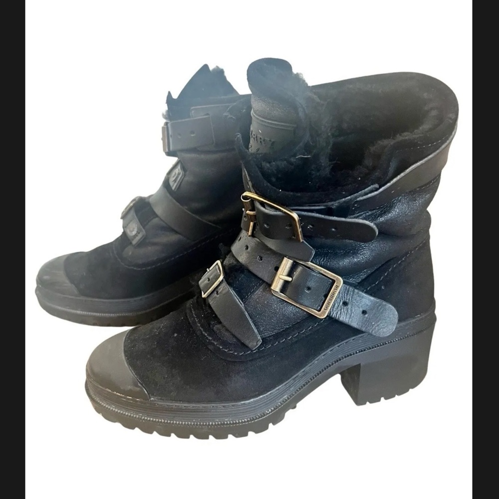 Burberry Black Aviator Dukesbridge Warm Shearling Boots US Sz 8/ EU 38 With Box